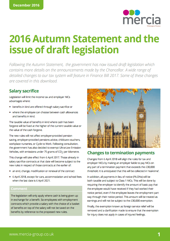 2016 Autumn Statement and the issue of draft legislation thumbnail