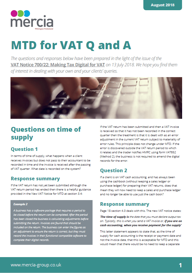 MTD for VAT Q and A thumbnail