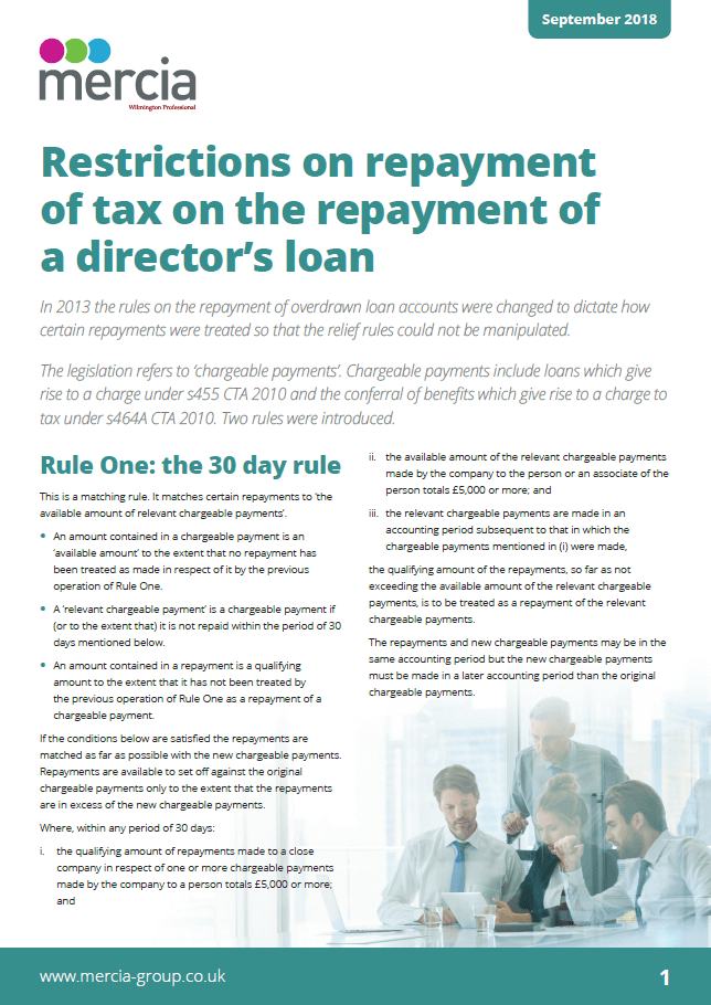 Restrictions on repayment of tax on the repayment of a director’s loan thumbnail