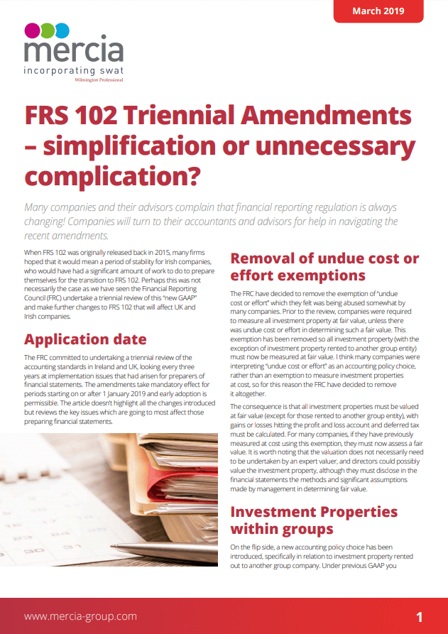 FRS 102 Triennial Amendments – simplification or unnecessary complication? thumbnail