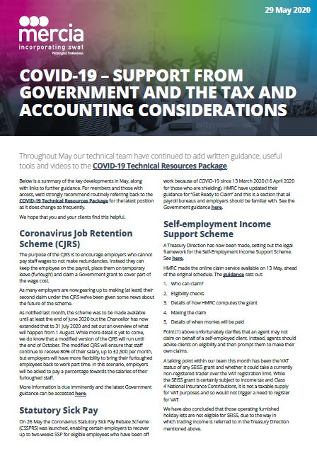 COVID-19 – Support from Government and the tax and accounting considerations thumbnail